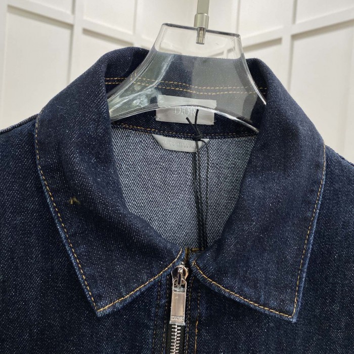D*or zipped jacket blue cotton denim
