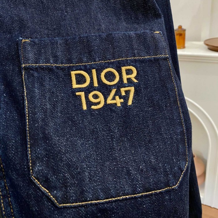 D*or zipped jacket blue cotton denim
