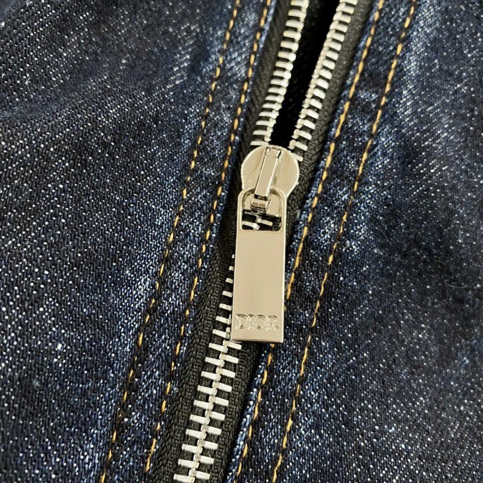 D*or zipped jacket blue cotton denim