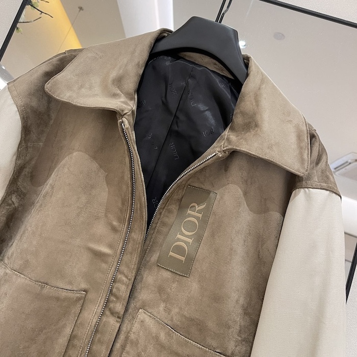 D*or zipped varsity blouson beige calfskin