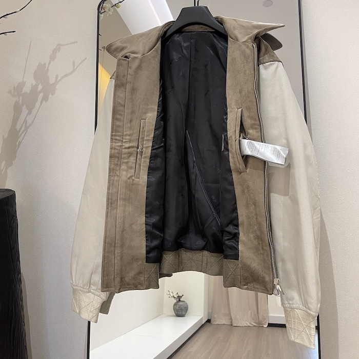 D*or zipped varsity blouson beige calfskin