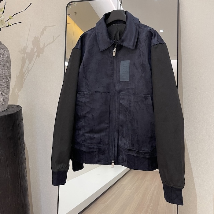 D*or zipped varsity blouson navy calfskin