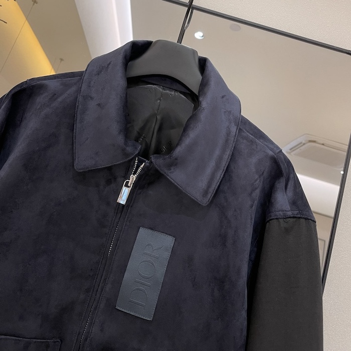 D*or zipped varsity blouson navy calfskin