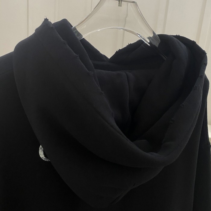 ch**an D*or couture hooded sweatshirt black cotton fleece