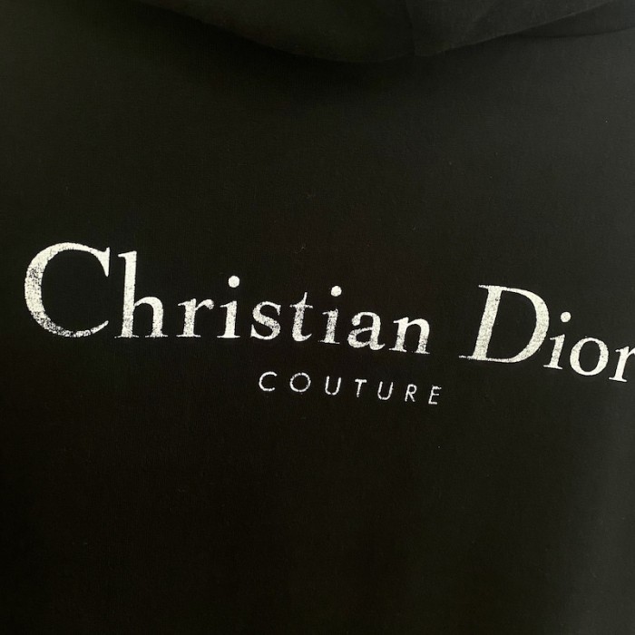 ch**an D*or couture hooded sweatshirt black cotton fleece