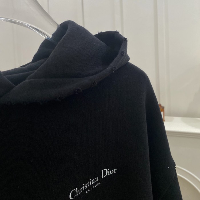 ch**an D*or couture hooded sweatshirt black cotton fleece