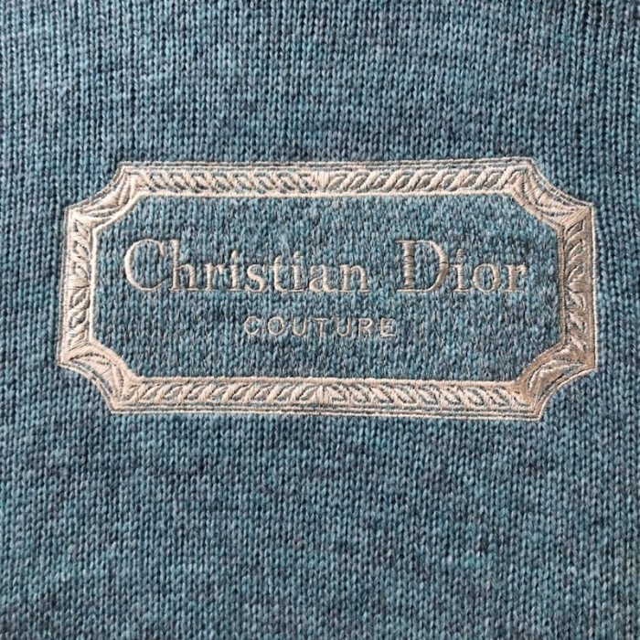 ch**an D*or couture hooded sweatshirt blue cashmere fleece