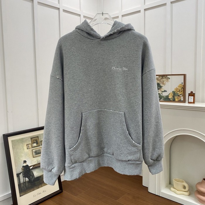 ch**an D*or couture hooded sweatshirt gray cotton fleece