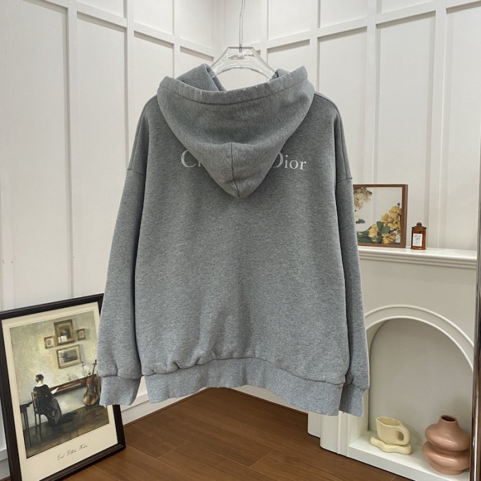 ch**an D*or couture hooded sweatshirt gray cotton fleece