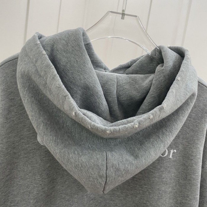 ch**an D*or couture hooded sweatshirt gray cotton fleece