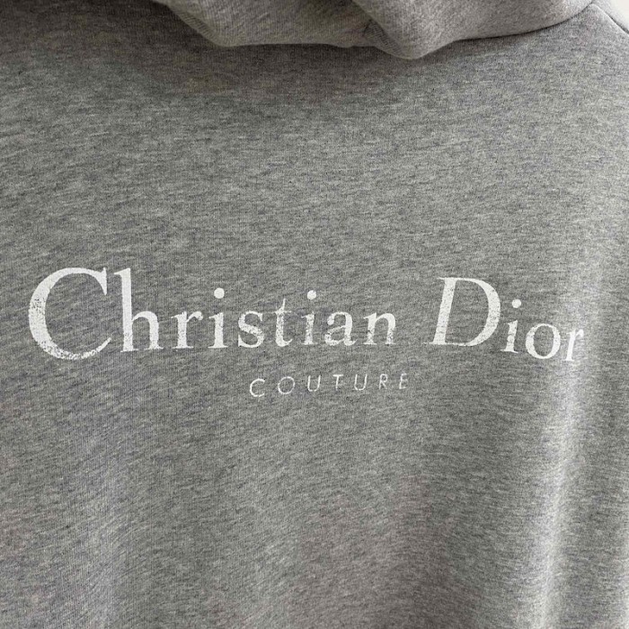 ch**an D*or couture hooded sweatshirt gray cotton fleece