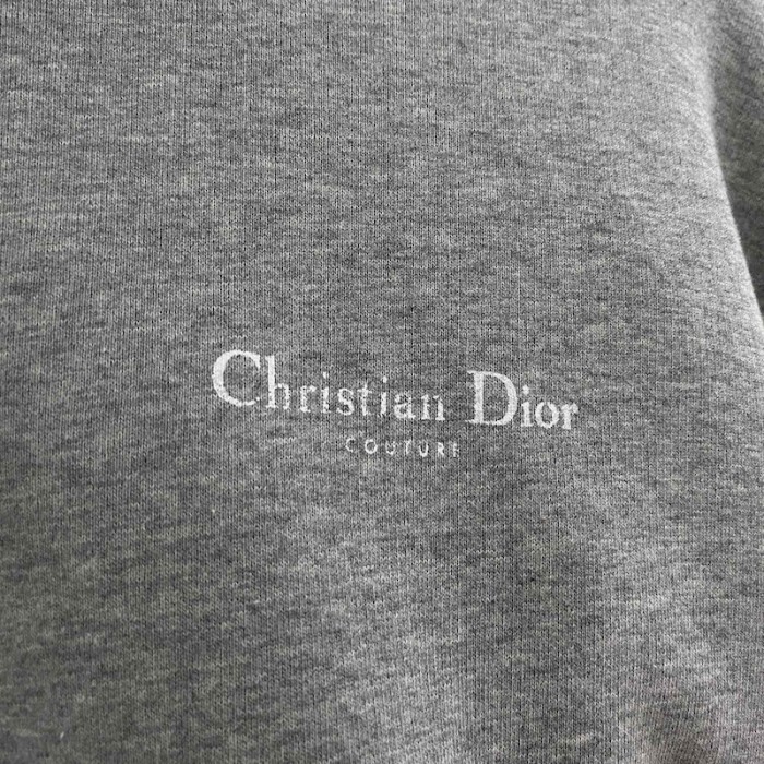 ch**an D*or couture hooded sweatshirt gray cotton fleece