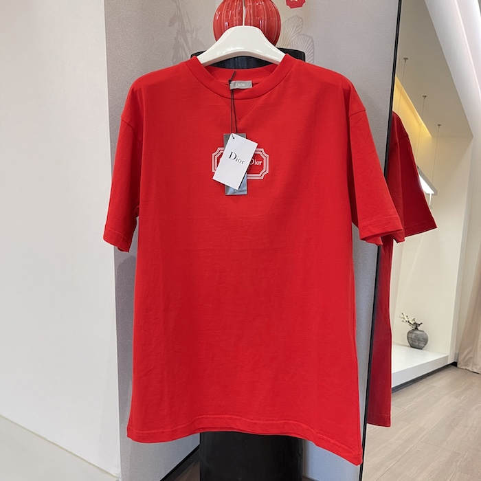 ch**an D*or couture relaxed-fit t-shirt red organic cotton jersey