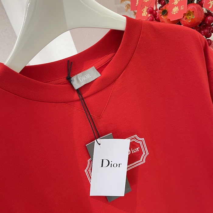 ch**an D*or couture relaxed-fit t-shirt red organic cotton jersey