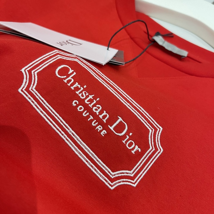 ch**an D*or couture relaxed-fit t-shirt red organic cotton jersey