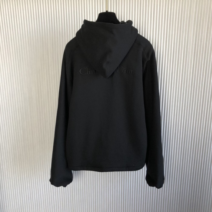 ch**an D*or couture reversible hooded track jacket black cotton fleece