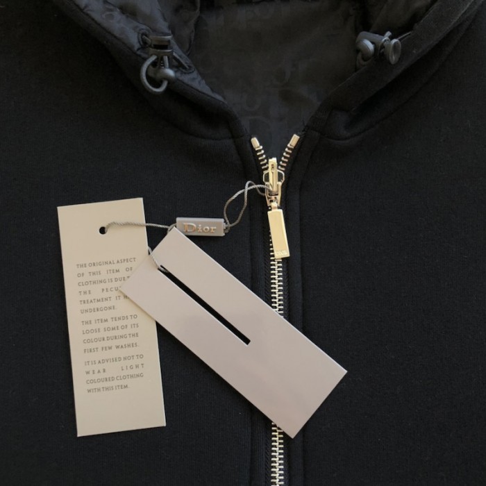 ch**an D*or couture reversible hooded track jacket black cotton fleece