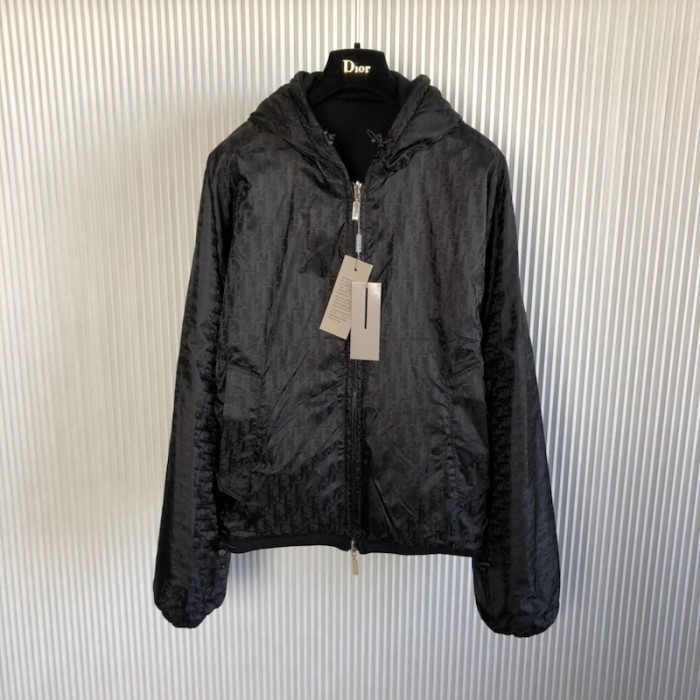 ch**an D*or couture reversible hooded track jacket black cotton fleece