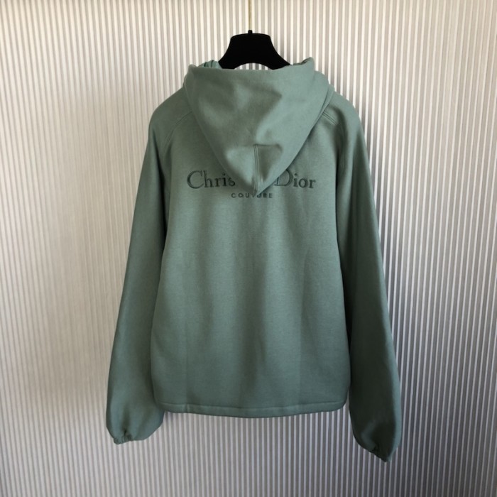 ch**an D*or couture reversible hooded track jacket green cotton fleece