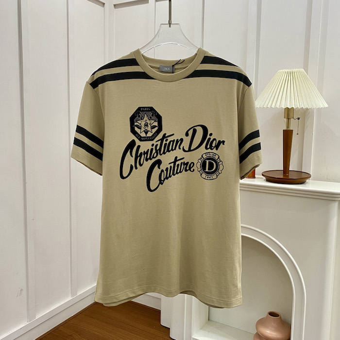 ch**an D*or couture relaxed-fit t-shirt beige organic cotton jersey