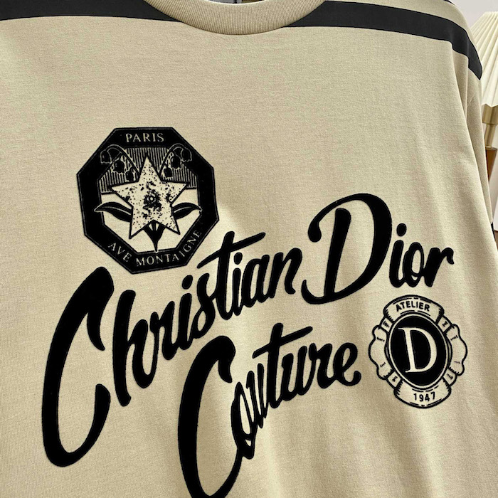 ch**an D*or couture relaxed-fit t-shirt beige organic cotton jersey