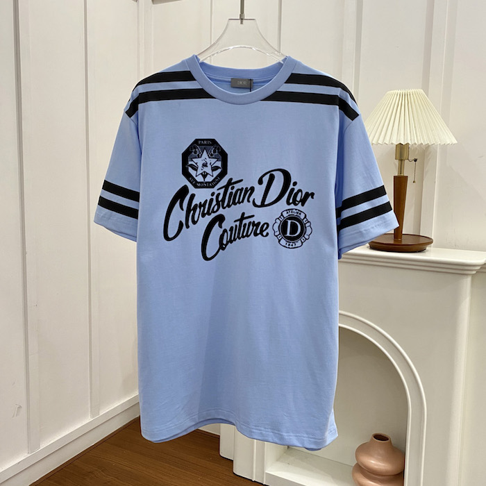 ch**an D*or couture relaxed-fit t-shirt blue organic cotton jersey