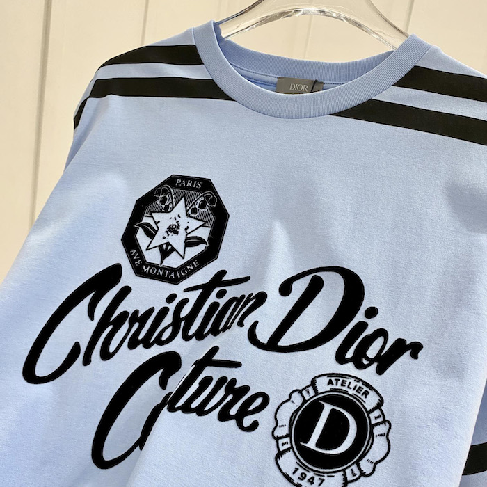 ch**an D*or couture relaxed-fit t-shirt blue organic cotton jersey