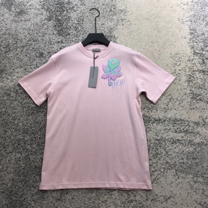 D*or alex foxton rose embroidered t shirt pink