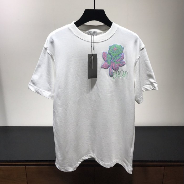 D*or alex foxton rose embroidered t shirt white