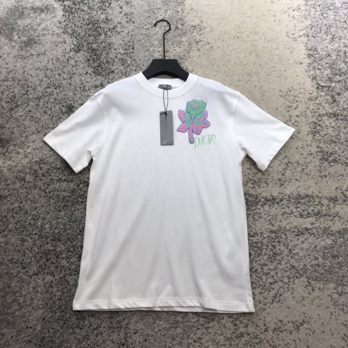 D*or alex foxton rose embroidered t shirt white