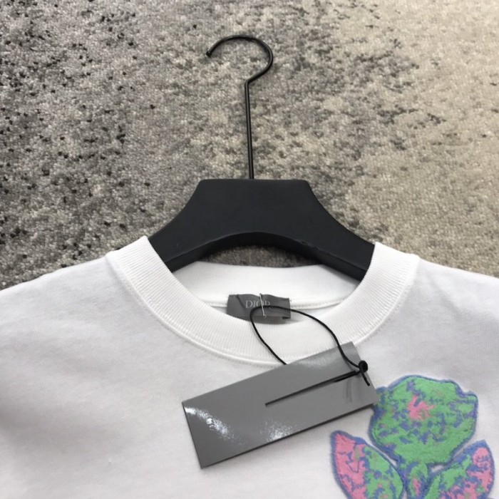 D*or alex foxton rose embroidered t shirt white