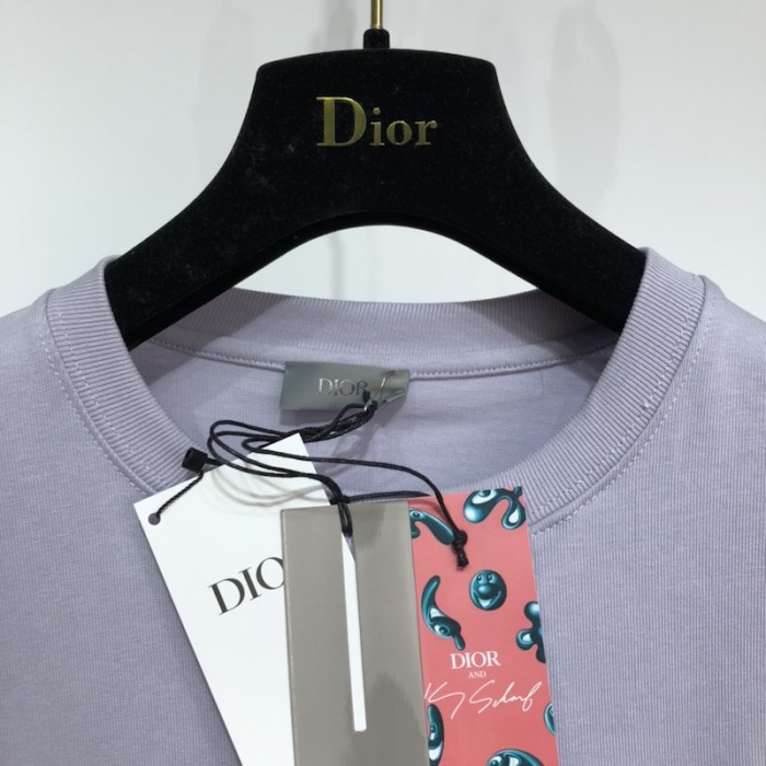 oversized D*or and kenny scharf t shirt grey