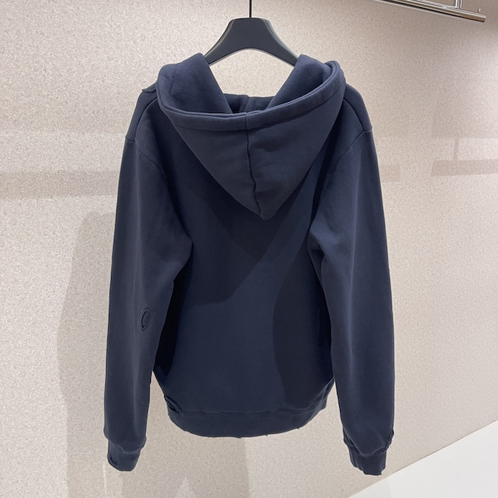 D*or and otani workshop zipped hooded sweatshirt navy blue organic cotton fleece
