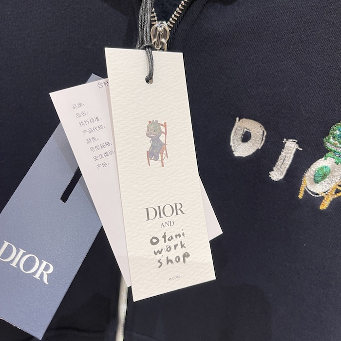 D*or and otani workshop zipped hooded sweatshirt navy blue organic cotton fleece