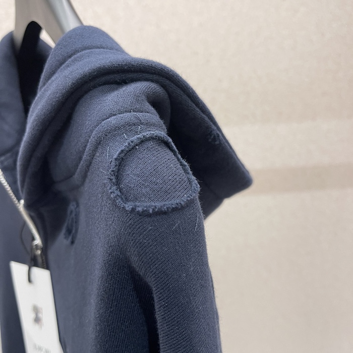 D*or and otani workshop zipped hooded sweatshirt navy blue organic cotton fleece