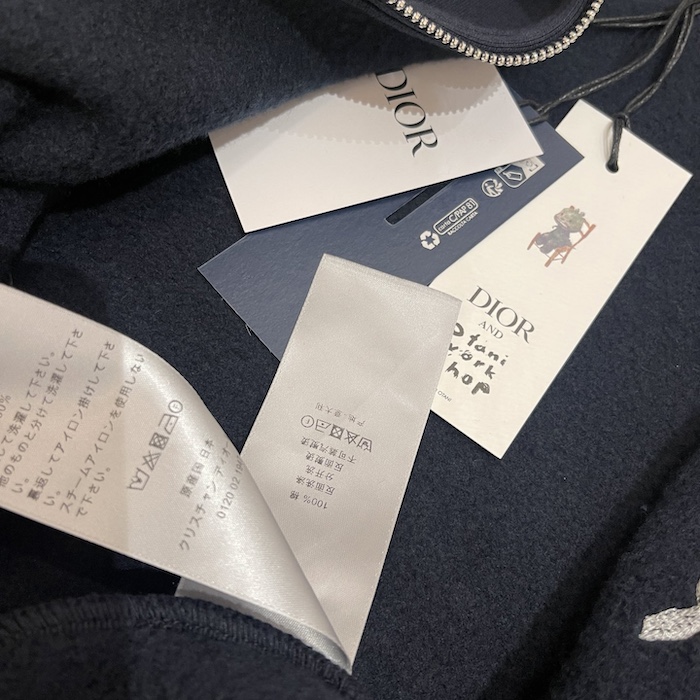 D*or and otani workshop zipped hooded sweatshirt navy blue organic cotton fleece