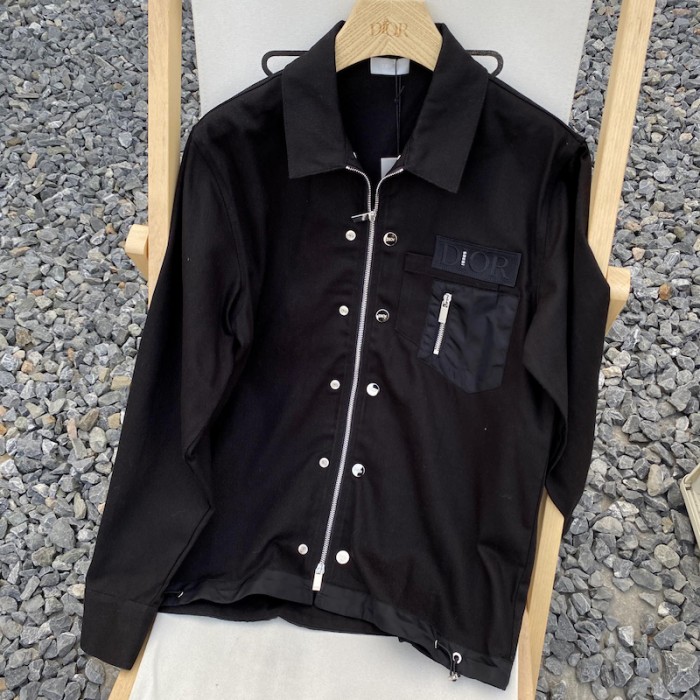 D*or and sacai overshirt black cotton denim