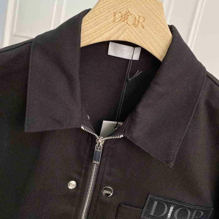 D*or and sacai overshirt black cotton denim