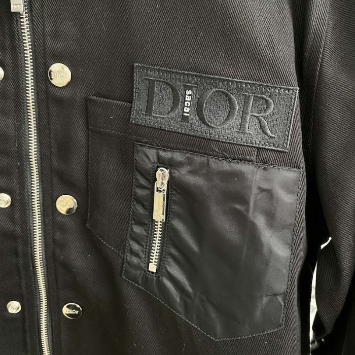 D*or and sacai overshirt black cotton denim