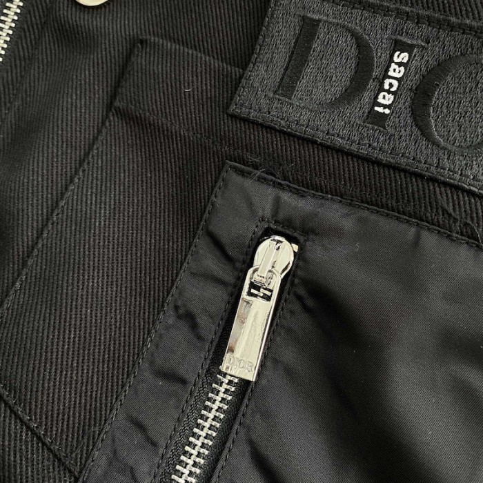 D*or and sacai overshirt black cotton denim