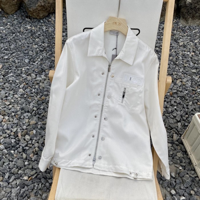 D*or and sacai overshirt white cotton denim