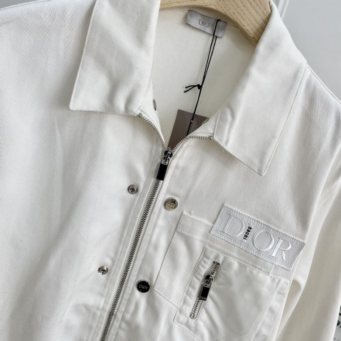 D*or and sacai overshirt white cotton denim