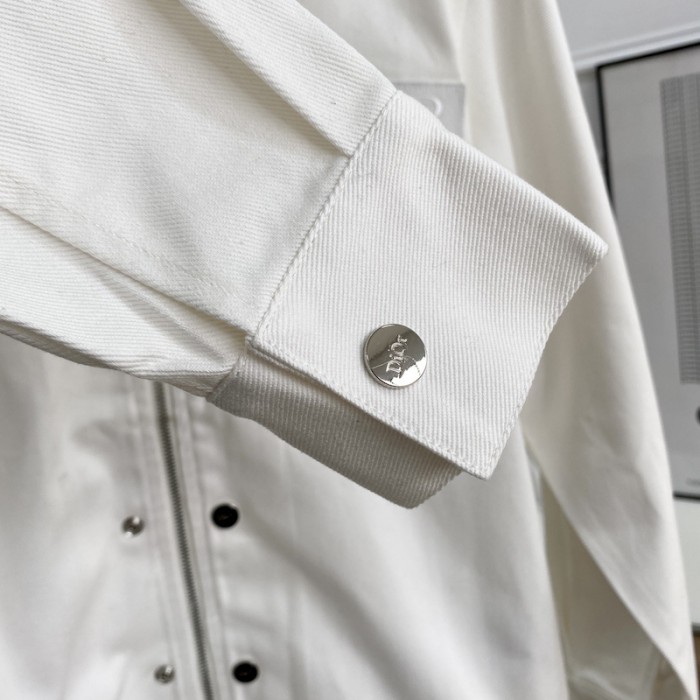 D*or and sacai overshirt white cotton denim