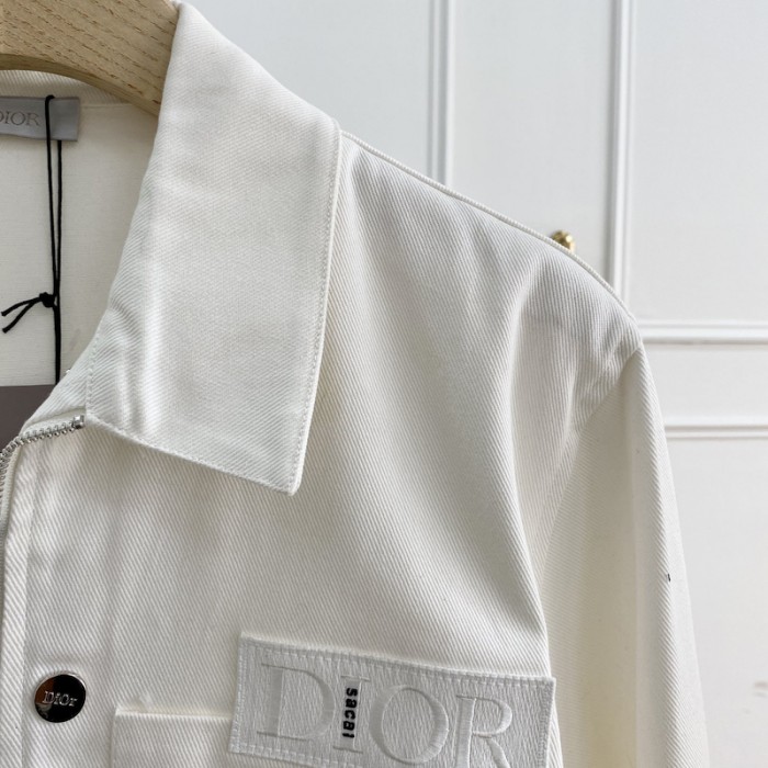 D*or and sacai overshirt white cotton denim