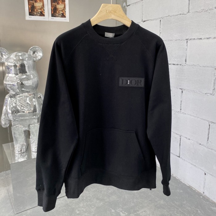 D*or and sacai sweatshirt black cotton fleece