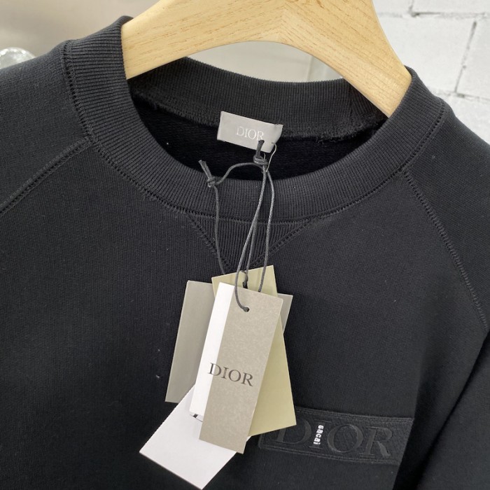 D*or and sacai sweatshirt black cotton fleece
