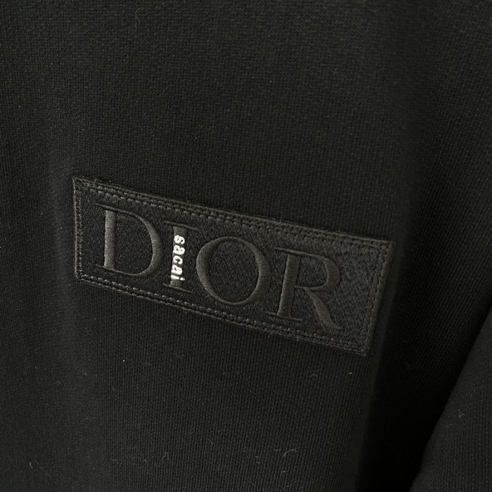 D*or and sacai sweatshirt black cotton fleece