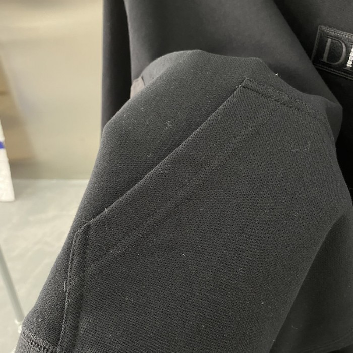 D*or and sacai sweatshirt black cotton fleece