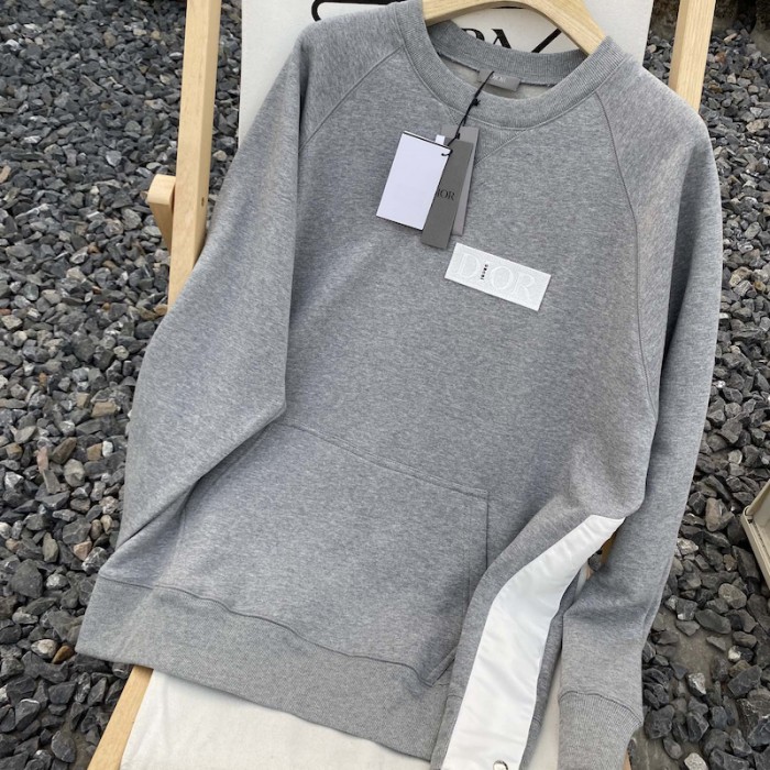 D*or and sacai sweatshirt gray cotton fleece