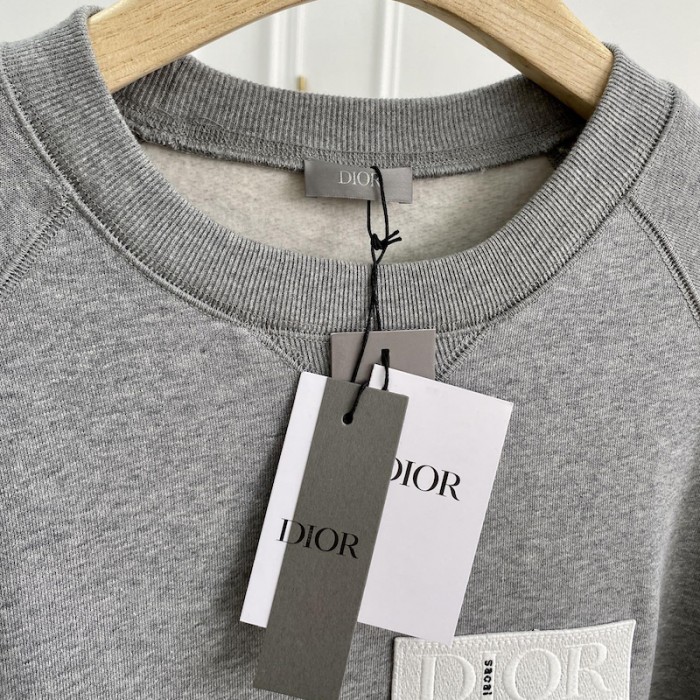 D*or and sacai sweatshirt gray cotton fleece